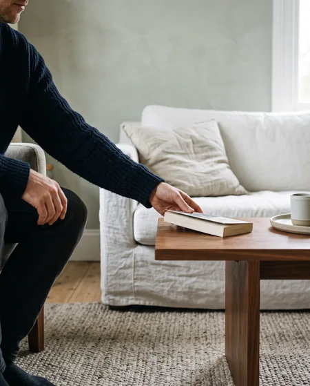 A person settling into an everyday living space