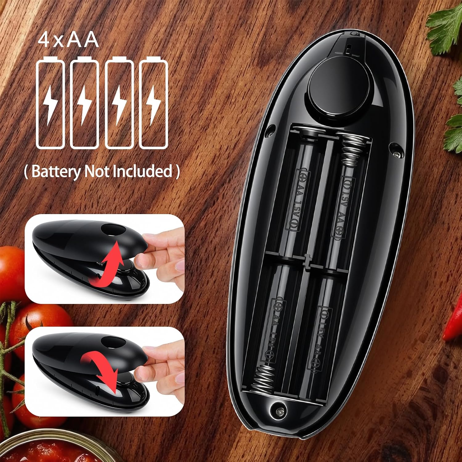 Electric can opener cutting and usage detail