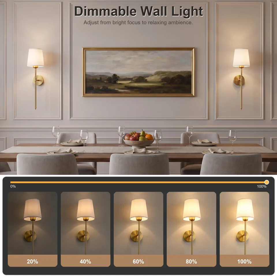 ARCWEISSO rechargeable gold wall sconce, product view 3