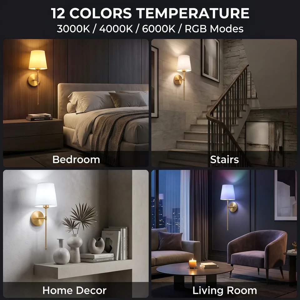 ARCWEISSO rechargeable gold wall sconce, product view 4