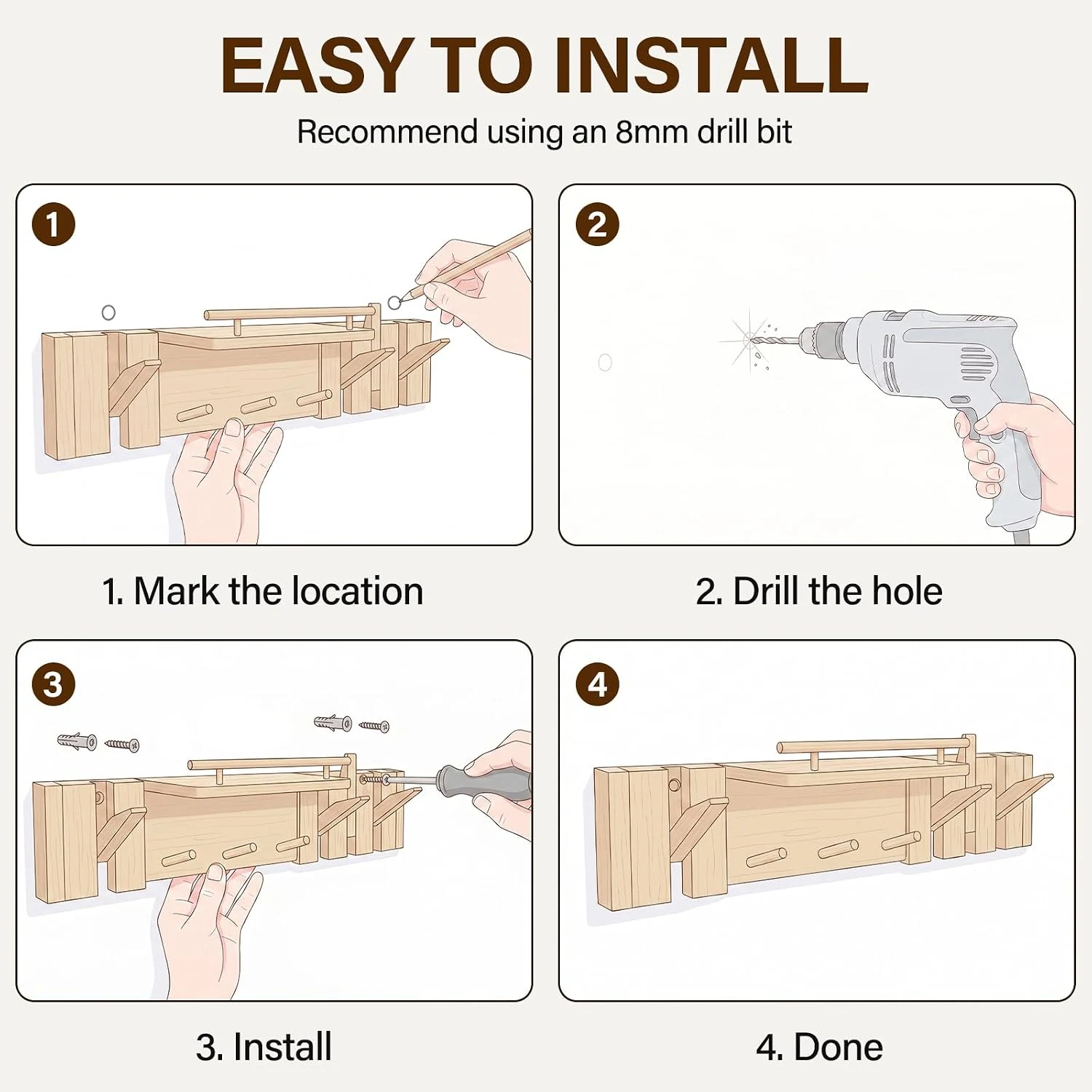 Wall-mounted hanger installation measurements and guidance